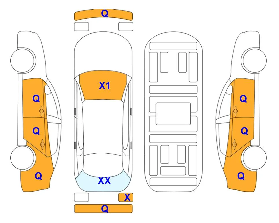 Схема кузова с отметками аукциона Lotte Auto Auction