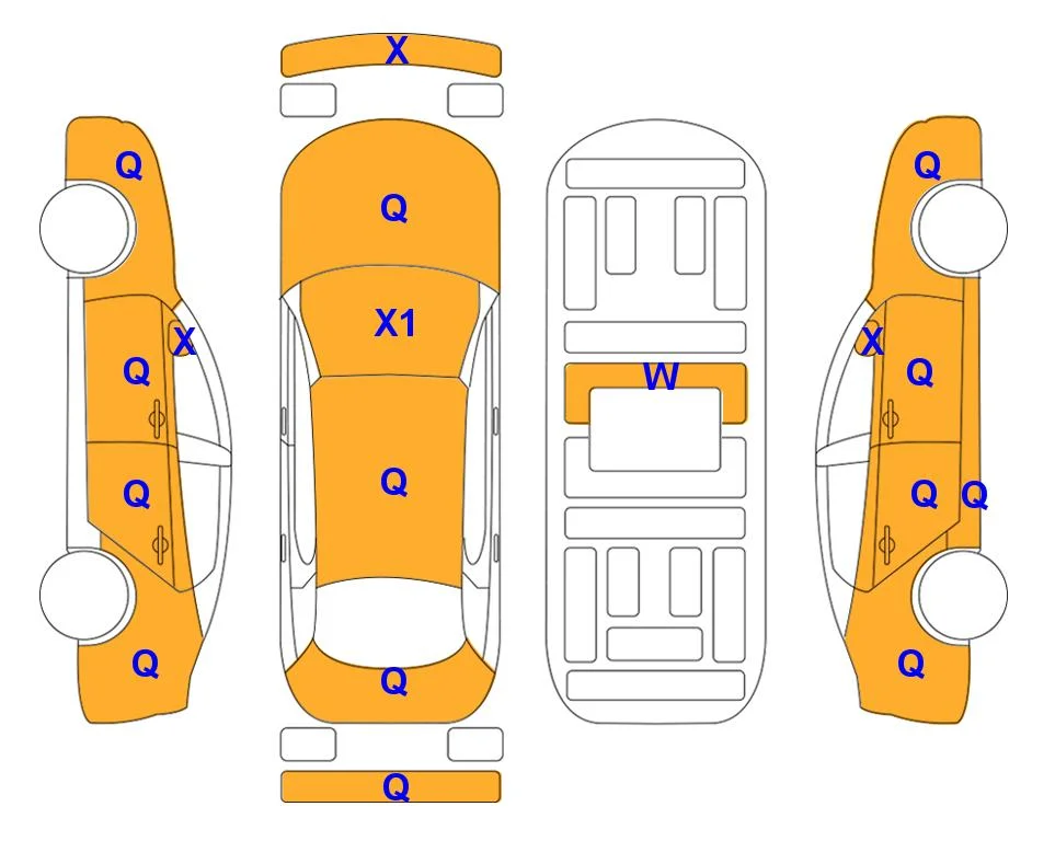 Схема кузова с отметками аукциона Lotte Auto Auction