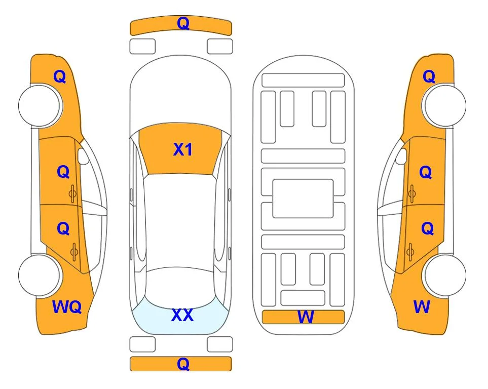 Body diagram with the marks of Lotte Auto Auction