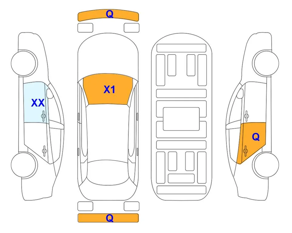 Body diagram with the marks of Lotte Auto Auction