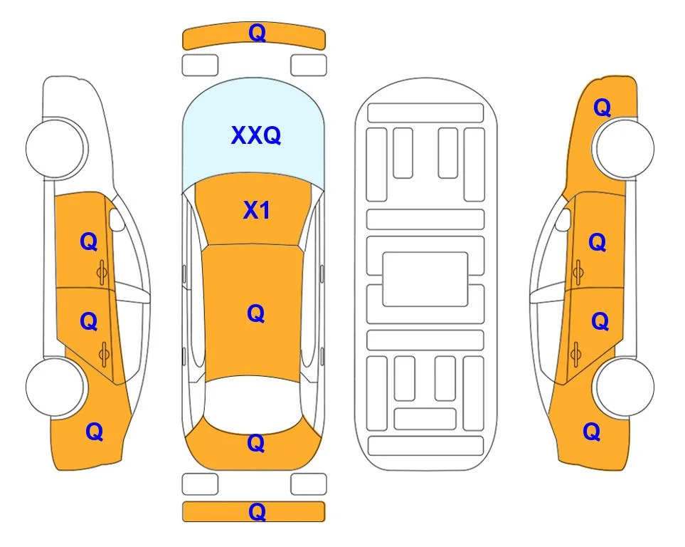 Схема кузова с отметками аукциона Lotte Auto Auction