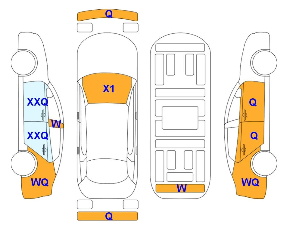 Схема кузова с отметками аукциона Lotte Auto Auction