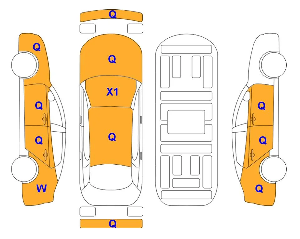 Body diagram with the marks of Lotte Auto Auction