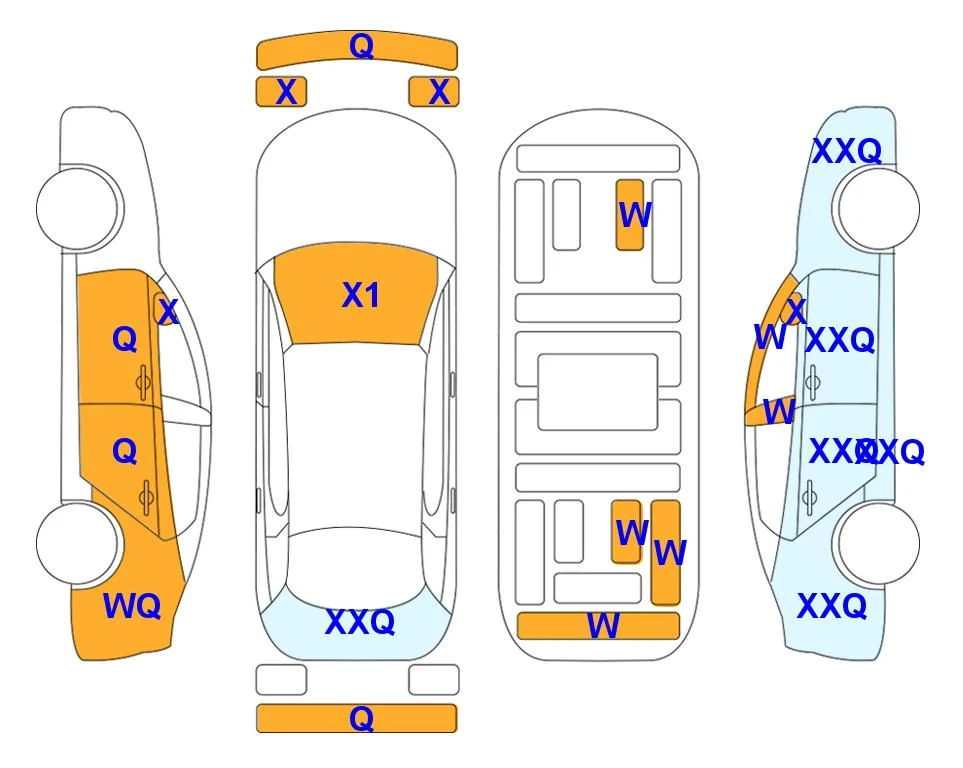 Body diagram with the marks of Lotte Auto Auction