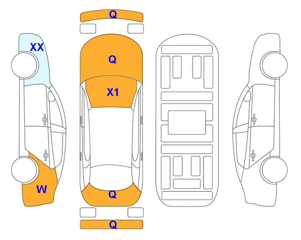 Схема кузова с отметками аукциона Lotte Auto Auction