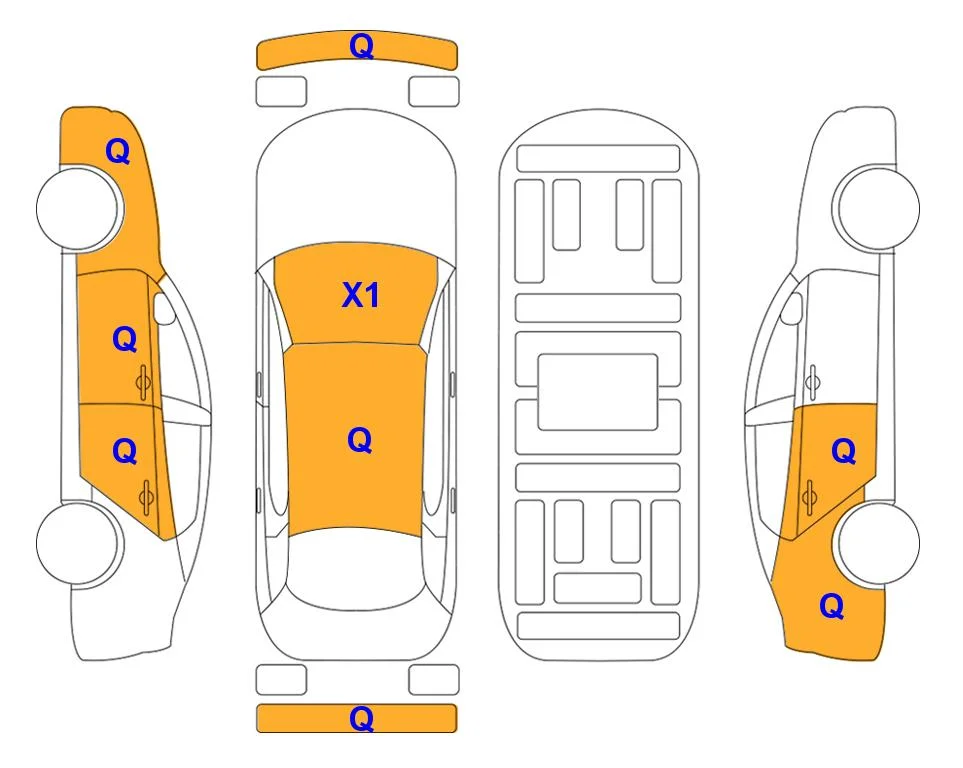 Схема кузова с отметками аукциона Lotte Auto Auction