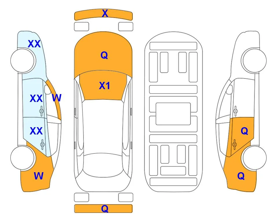 Схема кузова с отметками аукциона Lotte Auto Auction