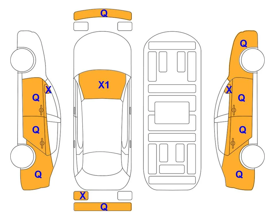 Схема кузова с отметками аукциона Lotte Auto Auction