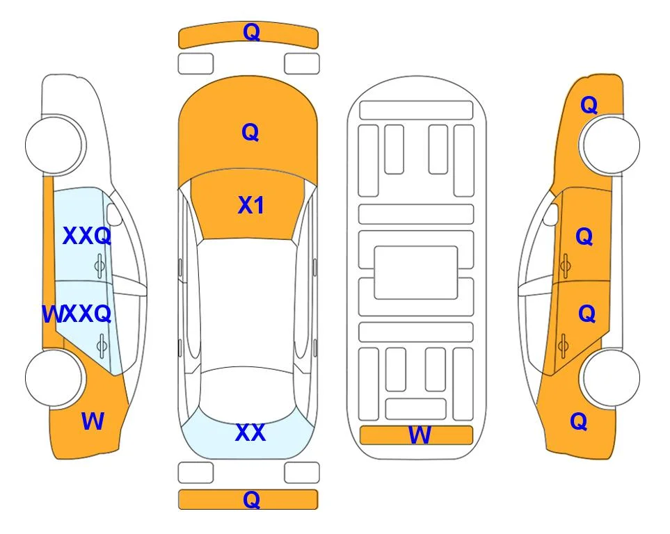 Схема кузова с отметками аукциона Lotte Auto Auction