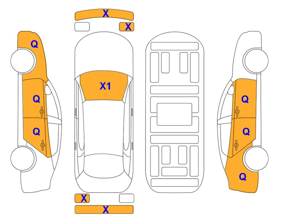 Схема кузова с отметками аукциона Lotte Auto Auction