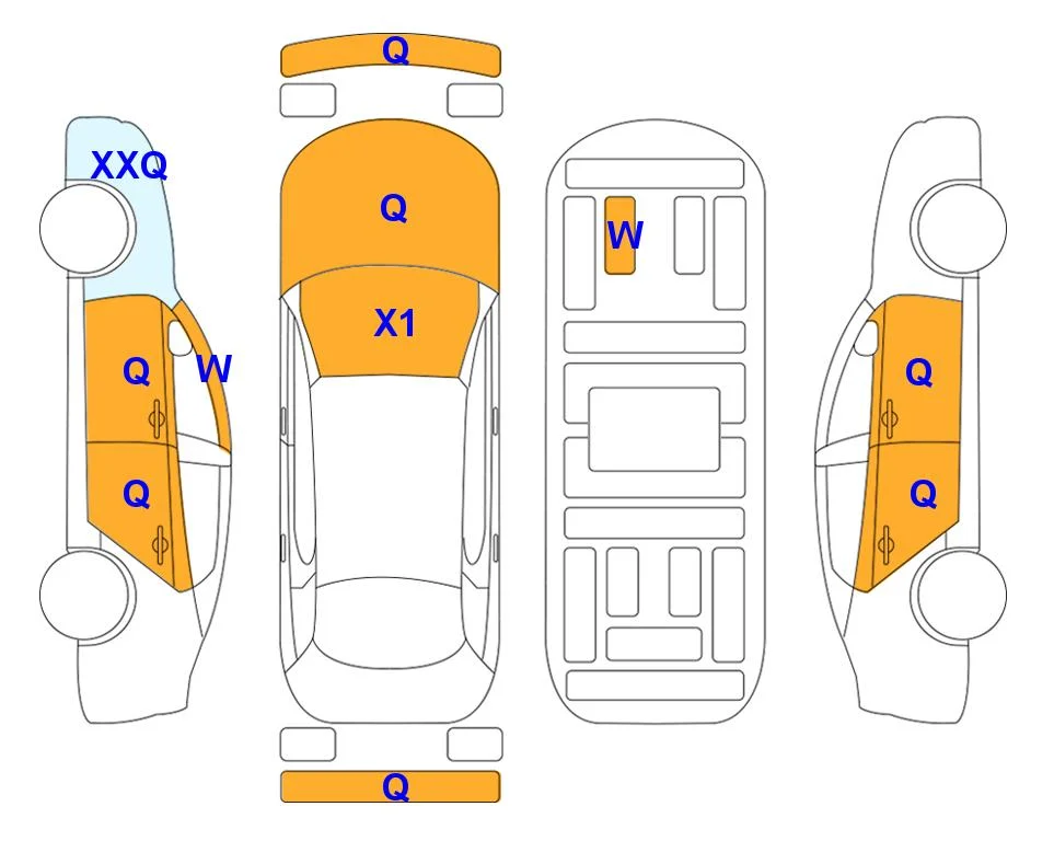 Схема кузова с отметками аукциона Lotte Auto Auction