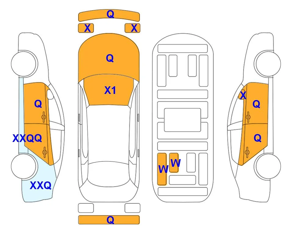 Body diagram with the marks of Lotte Auto Auction