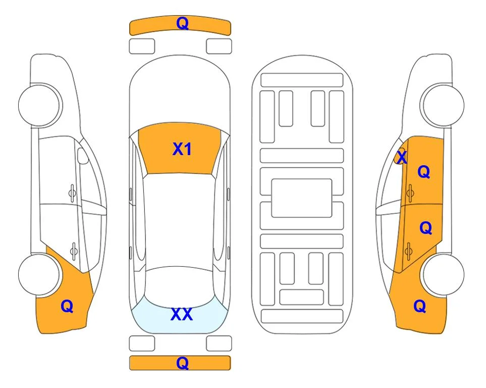 Body diagram with the marks of Lotte Auto Auction