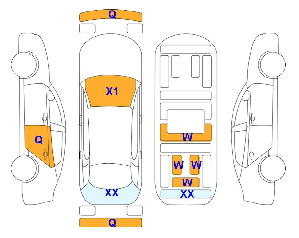 Body diagram with the marks of Lotte Auto Auction