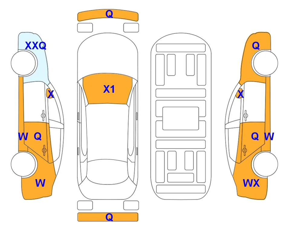 Схема кузова с отметками аукциона Lotte Auto Auction