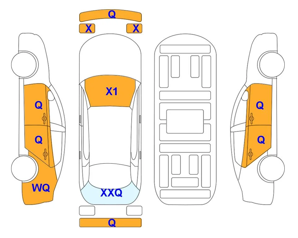 Схема кузова с отметками аукциона Lotte Auto Auction