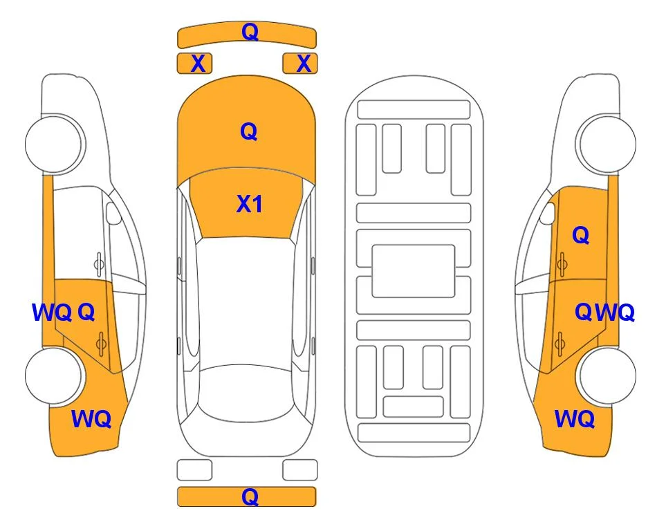 Схема кузова с отметками аукциона Lotte Auto Auction