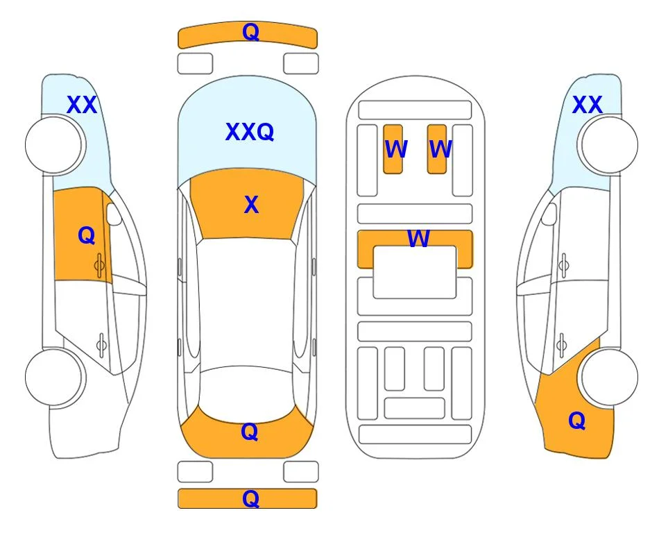 Схема кузова с отметками аукциона Lotte Auto Auction