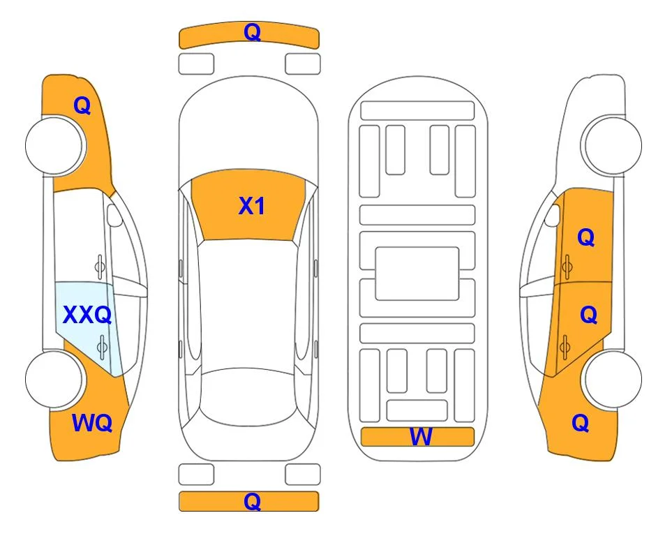 Body diagram with the marks of Lotte Auto Auction
