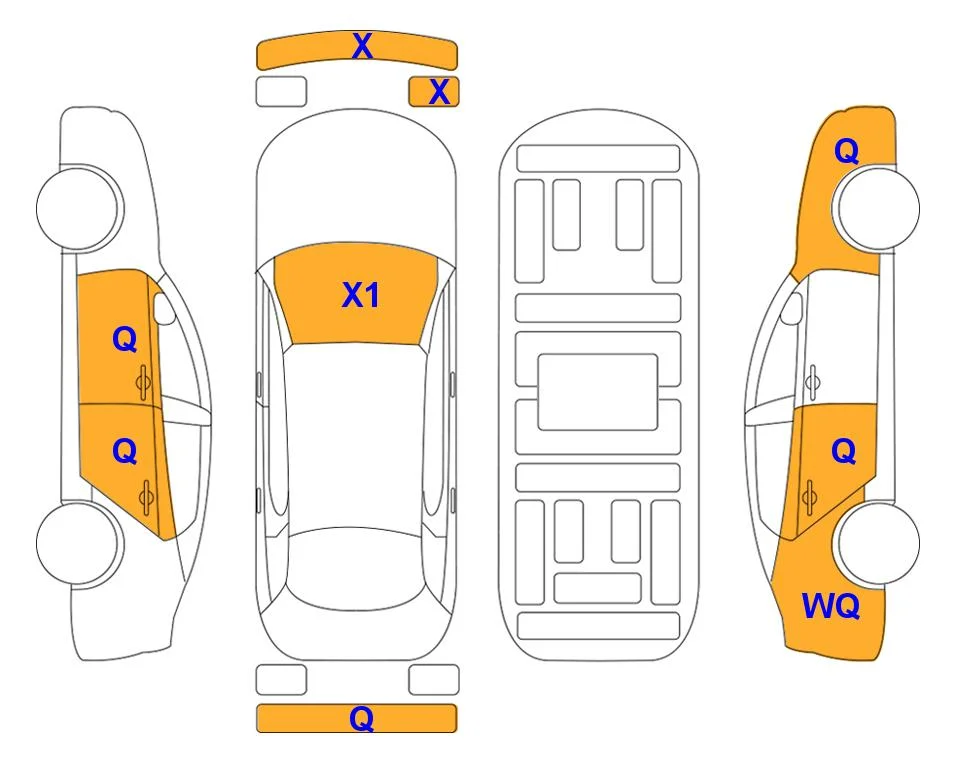 Схема кузова с отметками аукциона Lotte Auto Auction