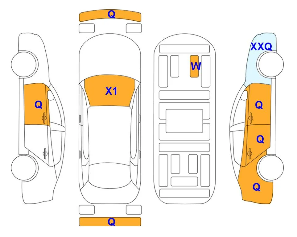 Схема кузова с отметками аукциона Lotte Auto Auction