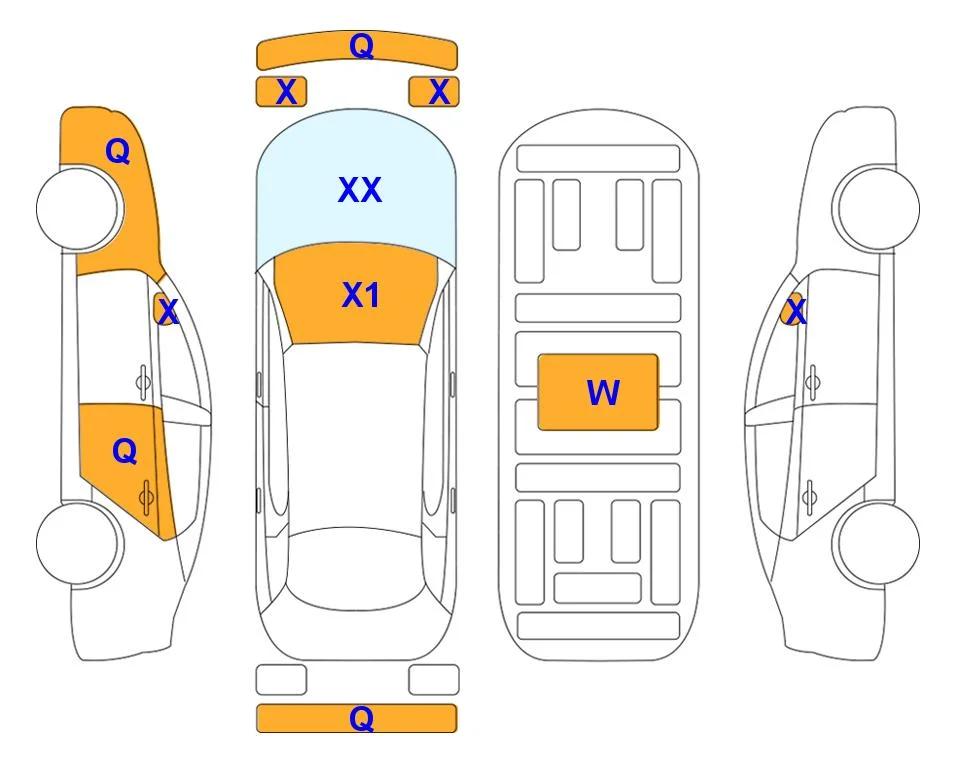Схема кузова с отметками аукциона Lotte Auto Auction