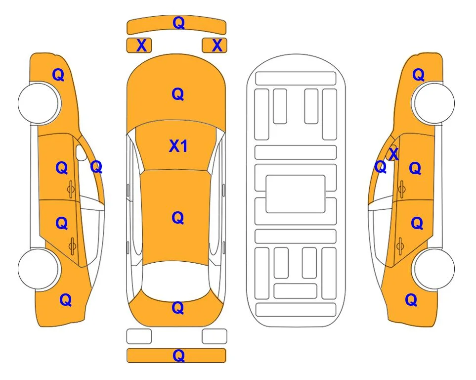 Body diagram with the marks of Lotte Auto Auction