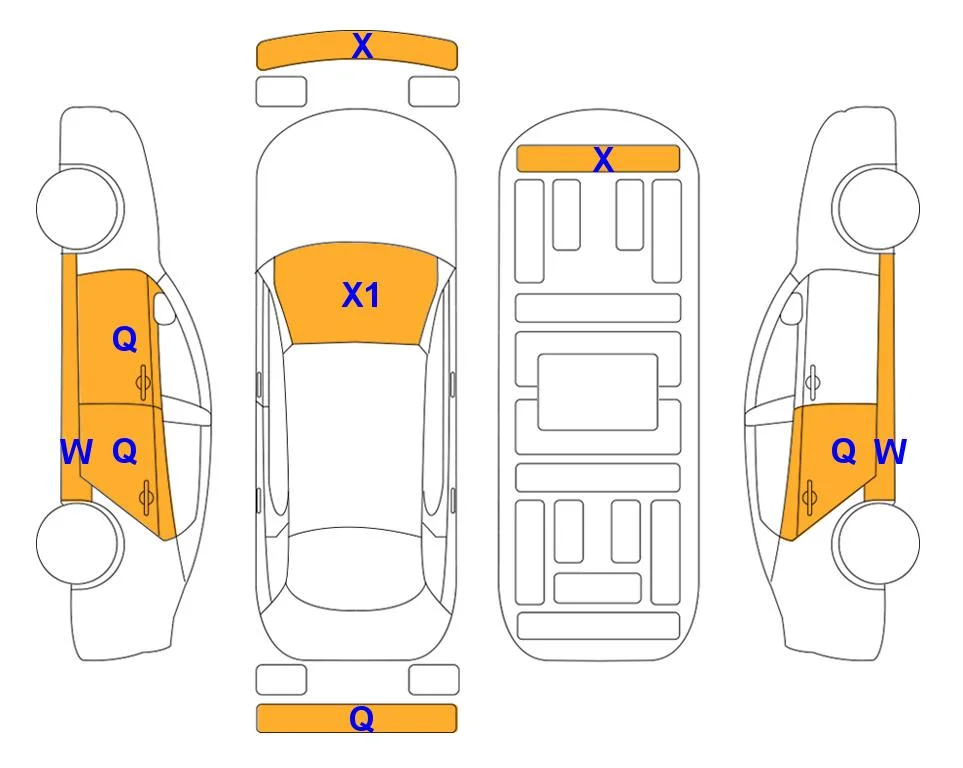 Схема кузова с отметками аукциона Lotte Auto Auction