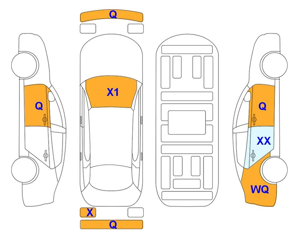 Схема кузова с отметками аукциона Lotte Auto Auction