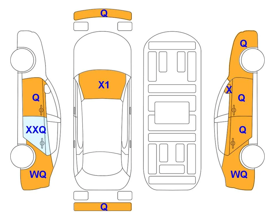 Схема кузова с отметками аукциона Lotte Auto Auction