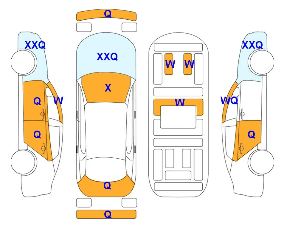 Схема кузова с отметками аукциона Lotte Auto Auction