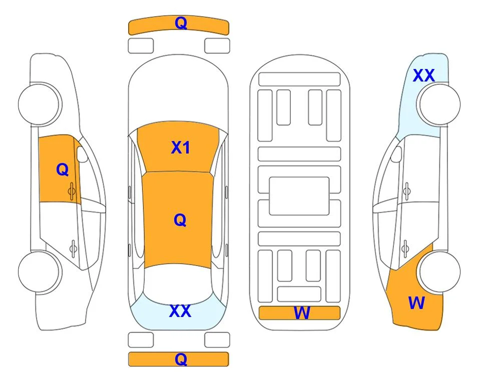 Body diagram with the marks of Lotte Auto Auction