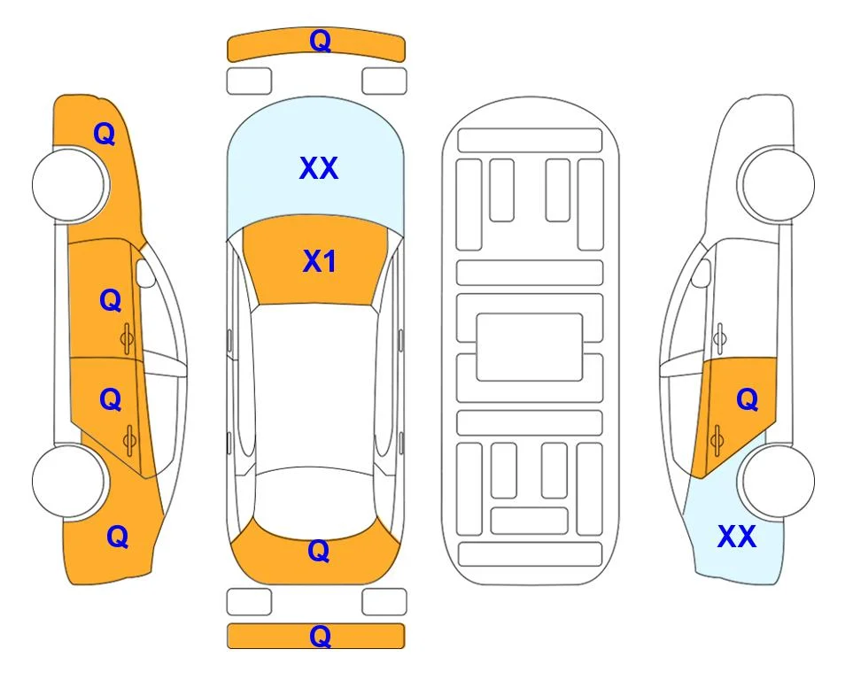 Схема кузова с отметками аукциона Lotte Auto Auction