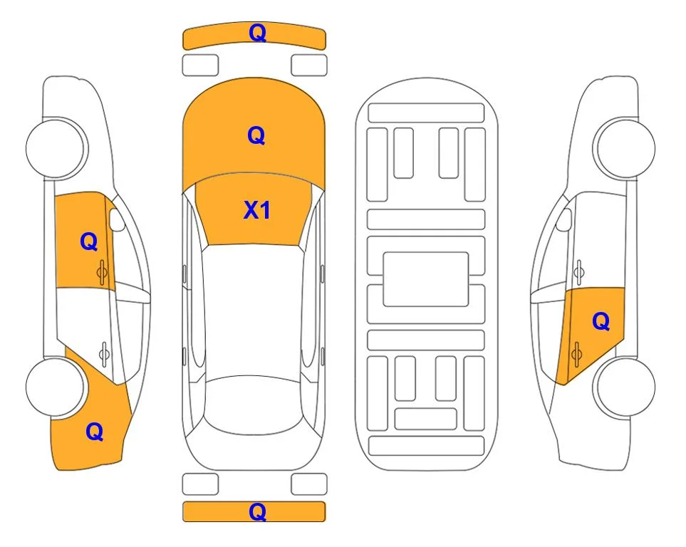 Схема кузова с отметками аукциона Lotte Auto Auction