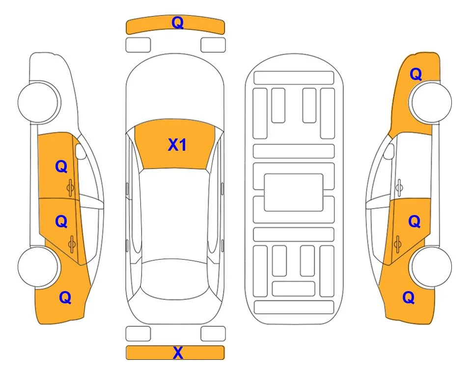 Схема кузова с отметками аукциона Lotte Auto Auction