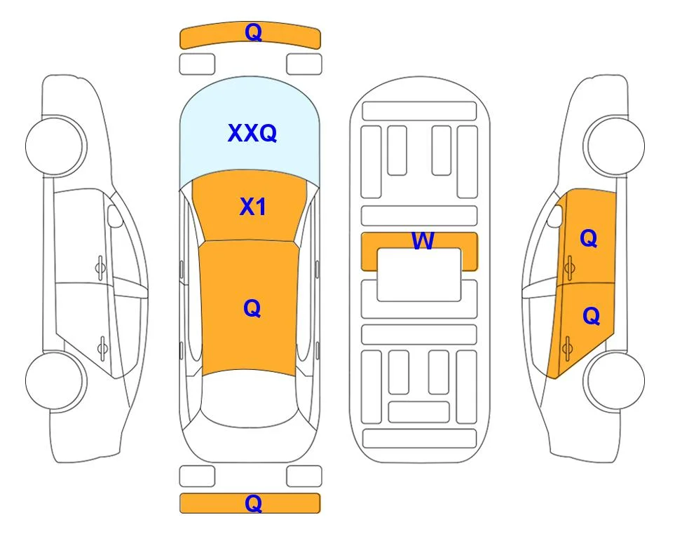 Схема кузова с отметками аукциона Lotte Auto Auction