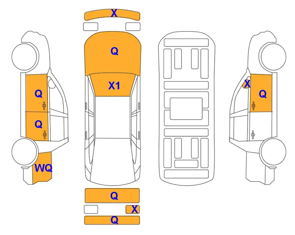 Схема кузова с отметками аукциона Lotte Auto Auction