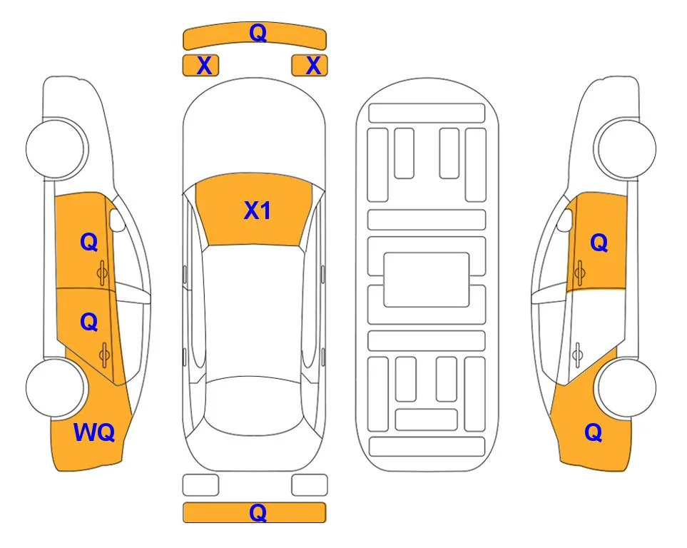 Схема кузова с отметками аукциона Lotte Auto Auction
