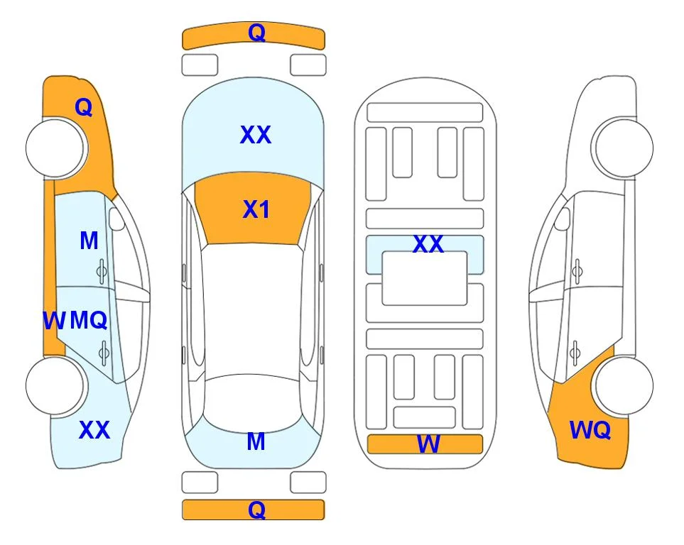 Схема кузова с отметками аукциона Lotte Auto Auction