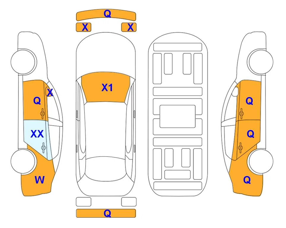 Схема кузова с отметками аукциона Lotte Auto Auction
