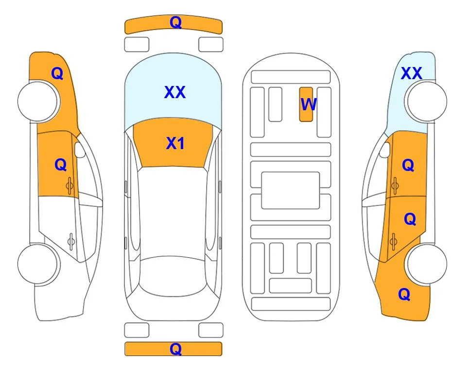 Схема кузова с отметками аукциона Lotte Auto Auction