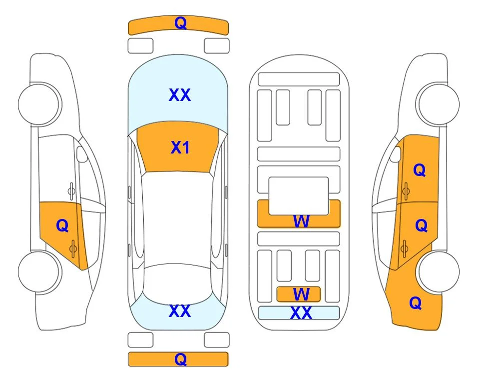 Body diagram with the marks of Lotte Auto Auction