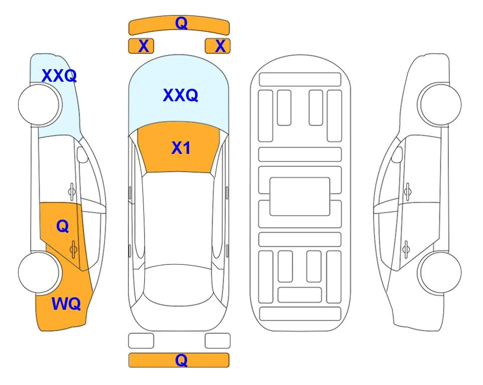Body diagram with the marks of Lotte Auto Auction