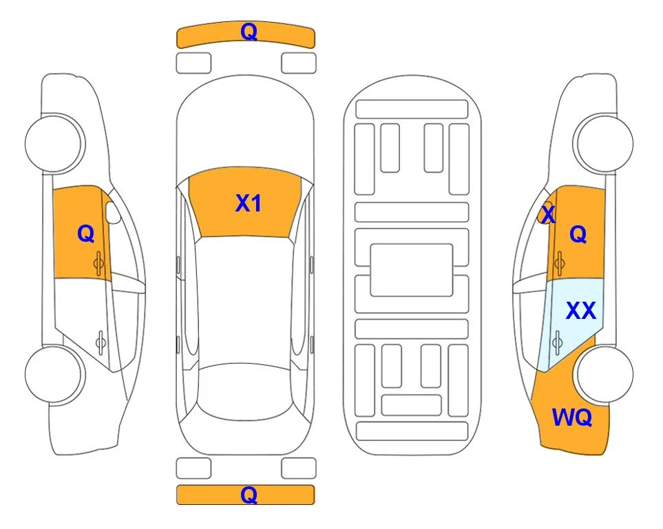 Схема кузова с отметками аукциона Lotte Auto Auction