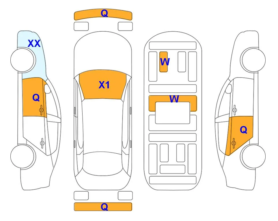 Body diagram with the marks of Lotte Auto Auction