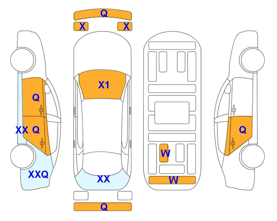 Body diagram with the marks of Lotte Auto Auction