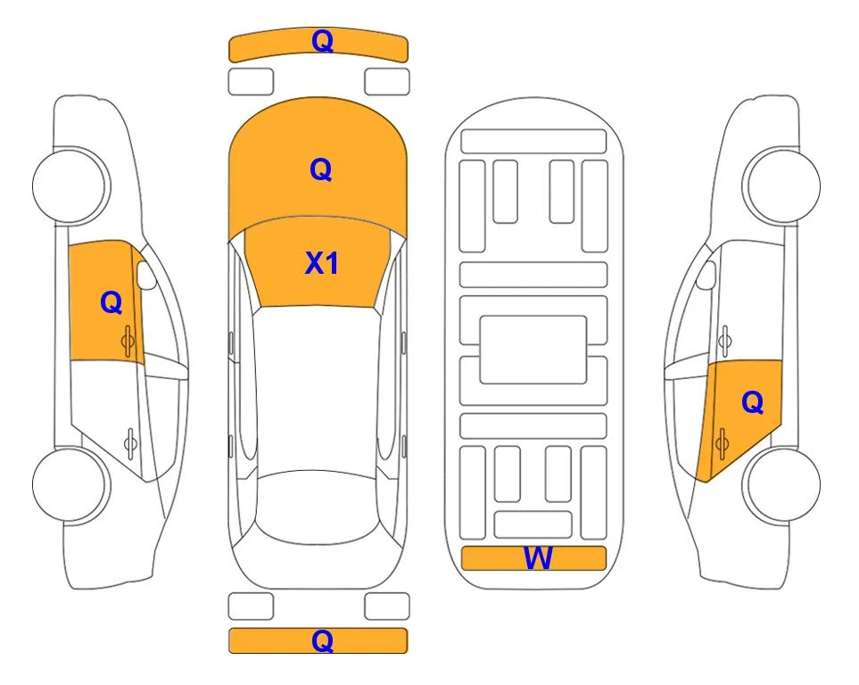 Схема кузова с отметками аукциона Lotte Auto Auction