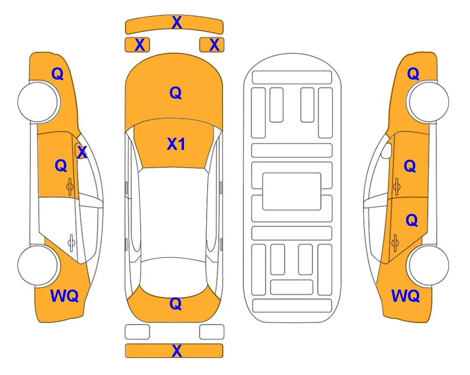 Схема кузова с отметками аукциона Lotte Auto Auction