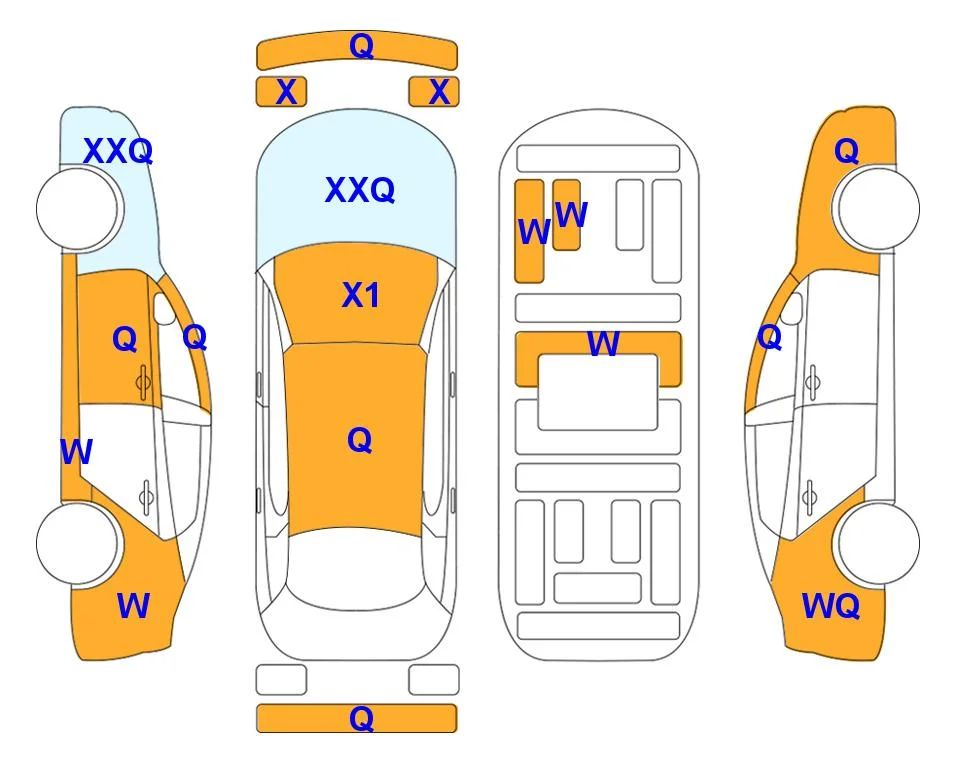 Схема кузова с отметками аукциона Lotte Auto Auction